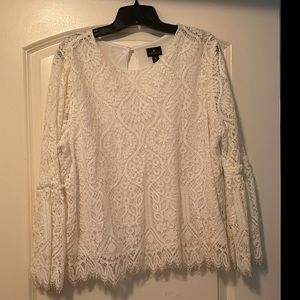 White Lace Long Sleeved Blouse